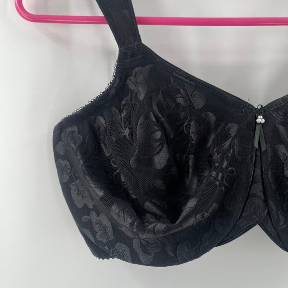 WACOAL Bra 36DDD 85567 Awareness Full Coverage Black Floral Underwire Unlined - Picture 6 of 16